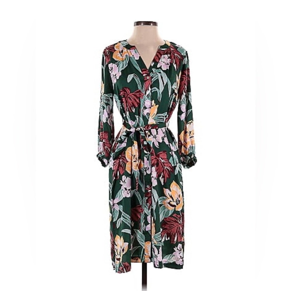 LOFT green/ floral dress (Medium Tall)